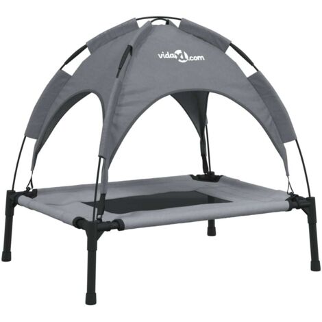 Cómoda cama para perros sofá-cesta con dosel tejido Oxford y acero antracita 020043063