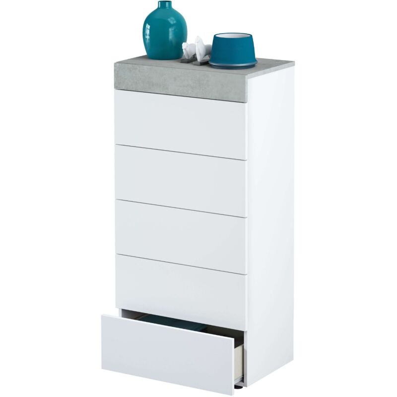 Comoda cajonera sinfonier cinco cajones chinfonier Blanco Brillo