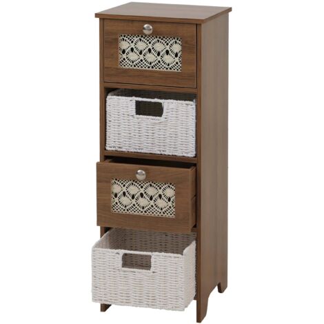 Cómoda compacta con 2 cajones y cestos extraíbles blanca 82 x 30 x 30 cm MDF marrón 040009108