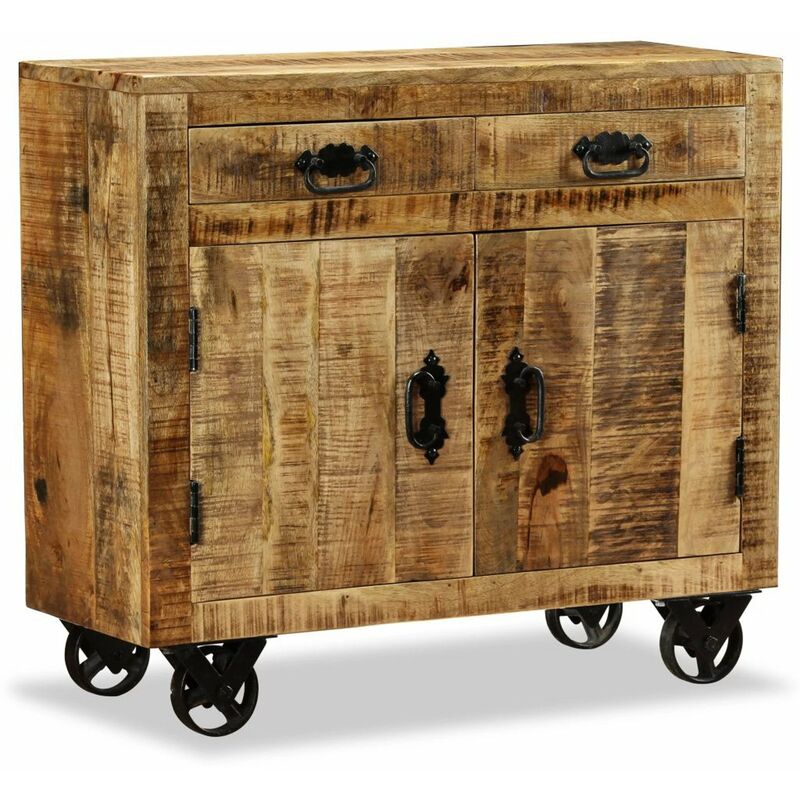 

Comoda con 2 cajones y 1 armario de madera rugosa de mango