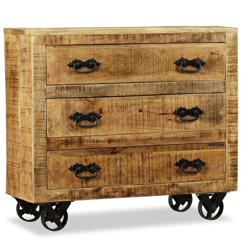 

Cómoda con 3 cajones madera rugosa de mango