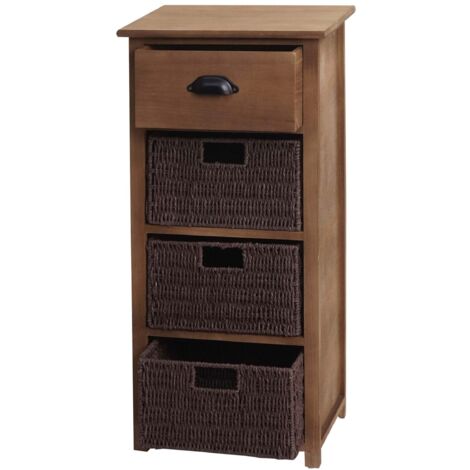 Cómoda con cajón y 3 cestas de almacenaje 83x40x29 cm marrón oscuro 040006506