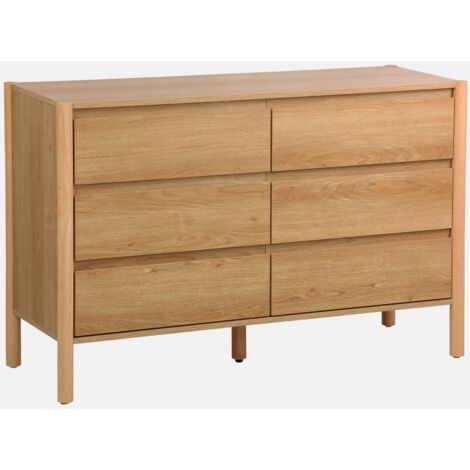 Cómoda con decoración de madera, 6 cajones