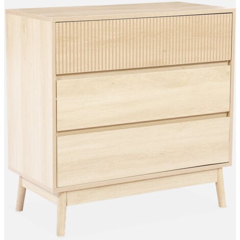 SWEEEK Cómoda con efecto madera, 3 cajones