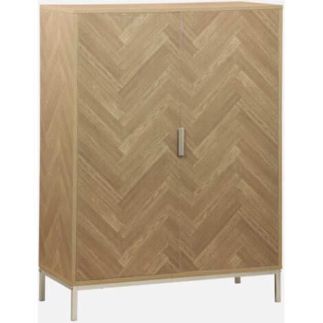 Cómoda con efecto madera y espiga de 2 puertas, 80cm