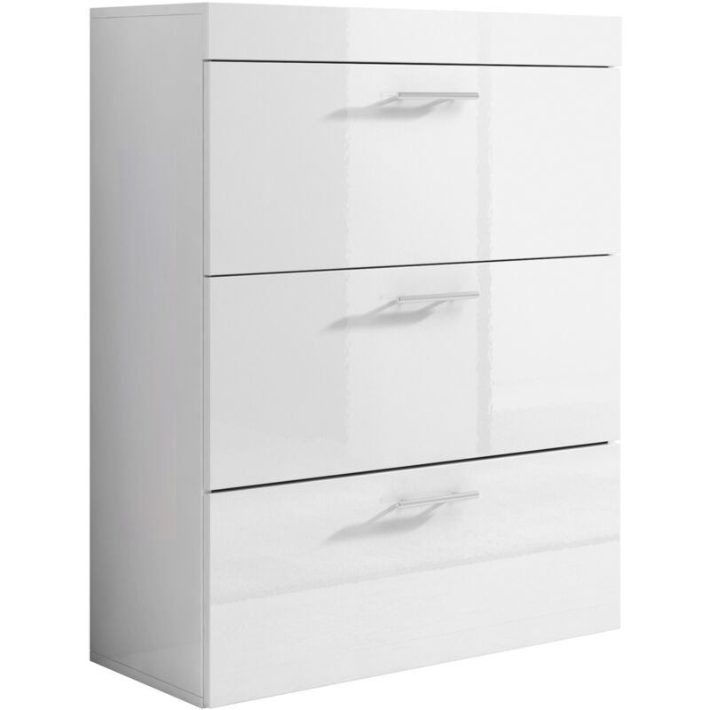 

Muebles Bonitos - Cómoda 3 cajones – Blanco Acabado en Brillo – 75 x 99 x 36 cm – DALIA