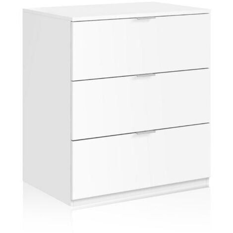Cómoda de 3 cajones LIZ, tablero de partículas melaminizado color blanco, 77x38x80 cm