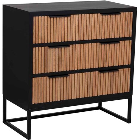 Cómoda de 3 cajones madera y metal 80x39,5x81h cm