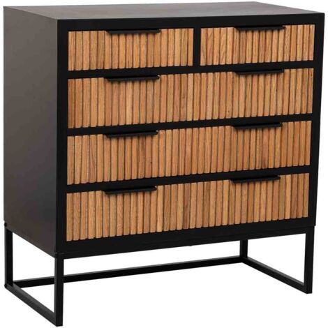 Cómoda de 4 cajones madera y metal 80x39.5x81h cm