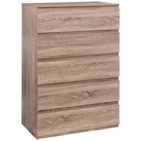 Cómoda de 5 cajones dolo efecto madera natural - 5five
