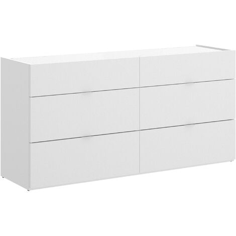 Cómoda de 6 cajones color Blanco 62x120x39 cm - Modelo GIA