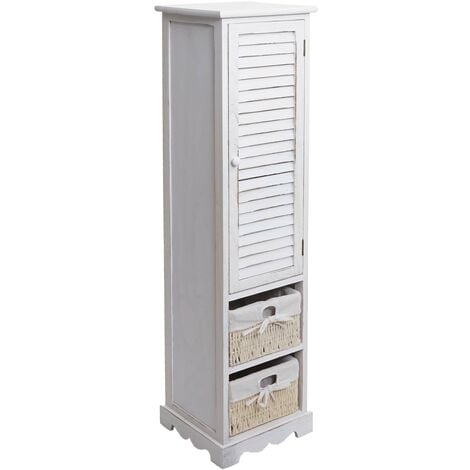 Cómoda de baño HHG-674, mueble de baño estantería de baño, 120x27x29cm madera maciza, blanco desgastado