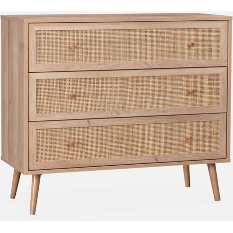 SWEEEK Cómoda de caña con 3 cajones