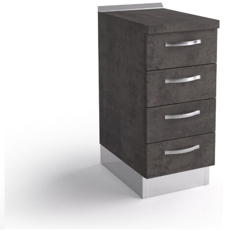 Cómoda de cocina base 40x60x84 cm en madera color lava con cuatro cajones - Massa