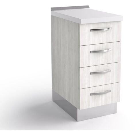 Cómoda de cocina base 40x60x84 cm en madera de Alaska blanca con cuatro cajones - Massa