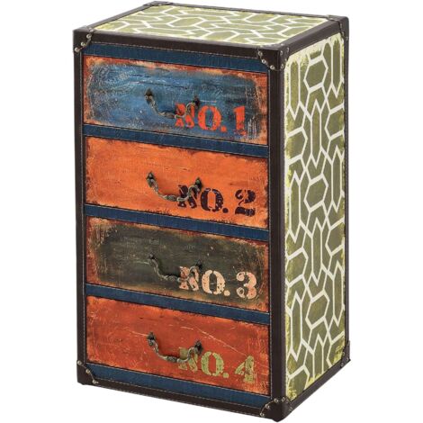 Cómoda de diseño industrial elegante unidad de almacenamiento práctica y moderna con 4 cajones de MDF sintético 66 x 40 x 30 cm multicolor 030005033