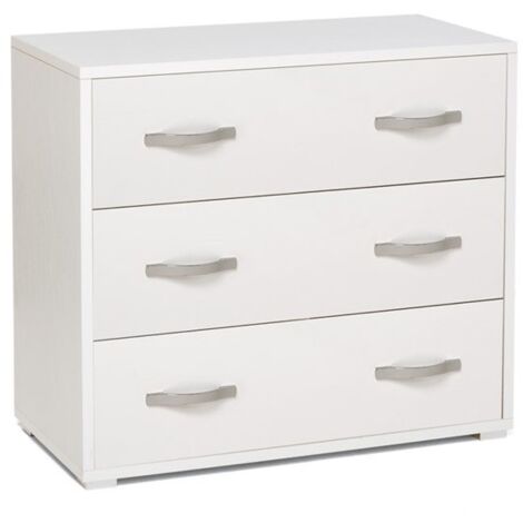 Cómoda de dormitorio con 3 cajones Blanco en madera de melamina 91x45xH 81 cm