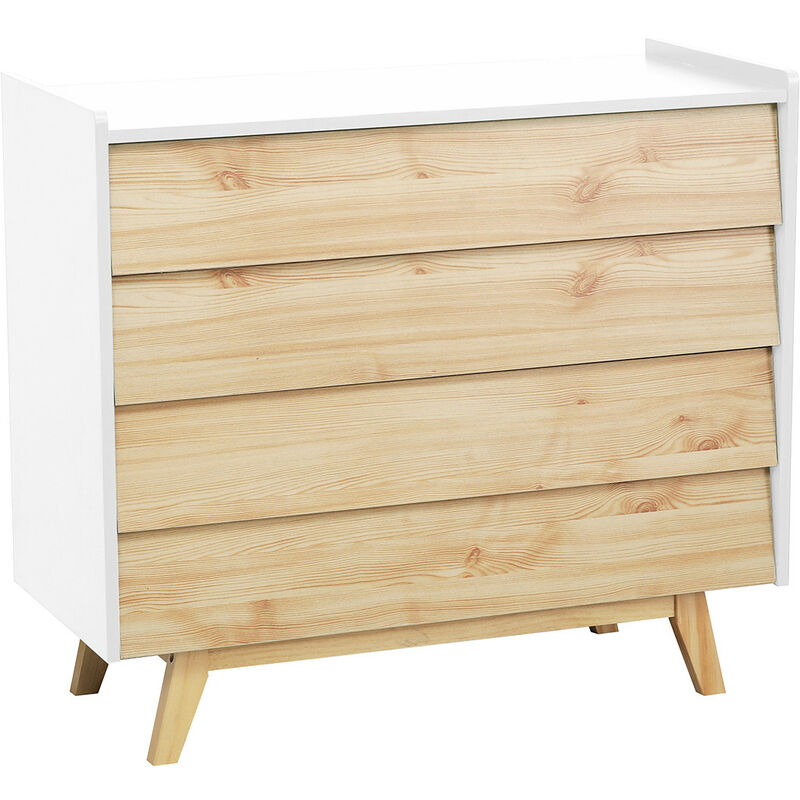 

Cómoda De Madera Roble Y Blanca Para Dormitorio 90 X 40 X 80 Cm Thinia Home