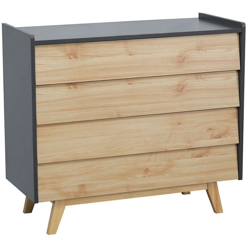 

Cómoda De Madera Natural Y Gris Para Dormitorio 90 X 40 X 80 Cm Thinia Home