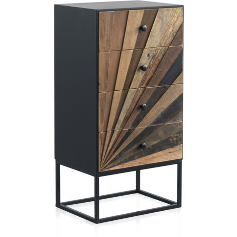 Cómoda De Madera 4 Cajones Con Base De Metal