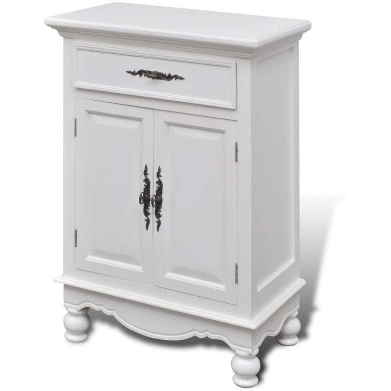 

vidaXL Gabinete de madera con 2 puertas y un cajón blanco - Blanco