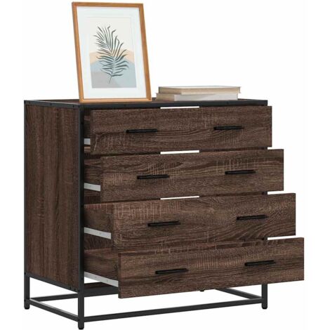 Cómoda de madera contrachapada roble marrón 70x41x70 cm