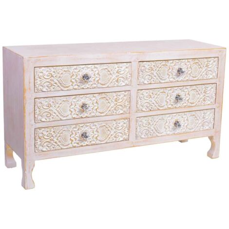 Comoda de madera de 6 cajones 91x28,5x51,5