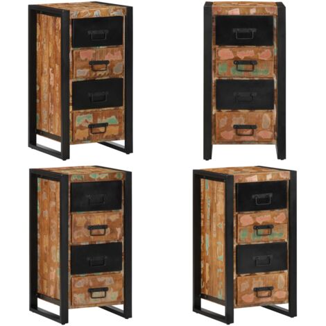 Cómoda de madera maciza reciclada multicolor 40x40x75 cm - Cajón de madera reciclada - Cajón retro