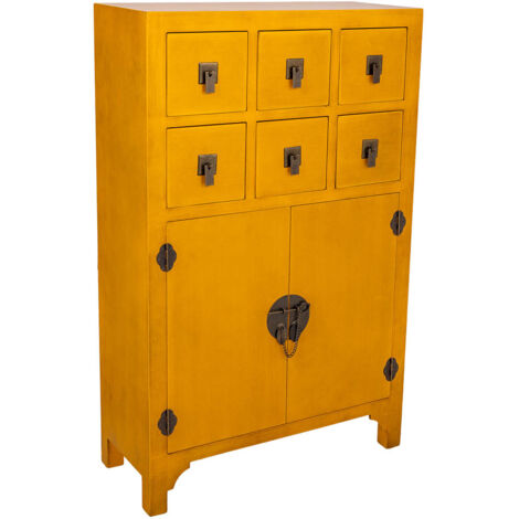 Comoda de maderad de 6 cajones y 2 puertas 63x26x101