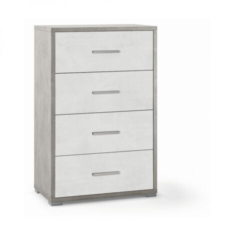 Cómoda de oficina con cuatro cajones Cemento Blanco 51x41x h110 cm