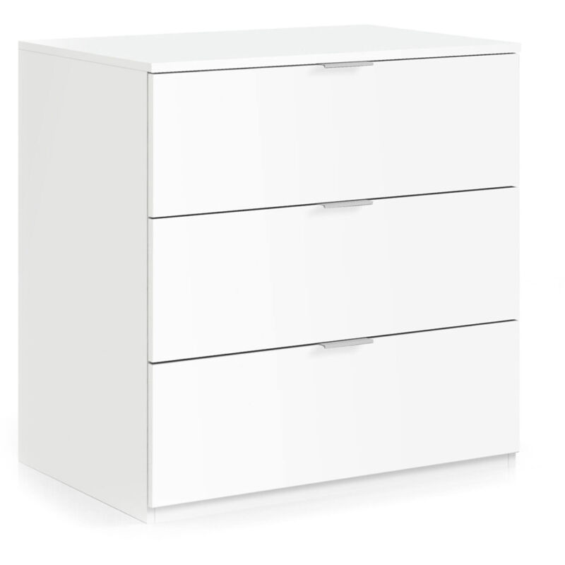 

Cómoda Dmora de tres cajones, 77 x 80 x 38 cm, color blanco