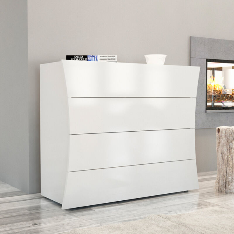 

Cómoda diseño de dormitorio 4 cajones blanco brillante Arco Draw