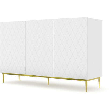 Cómoda DIUNA 3D 145 cm sobre estructura blanco mate