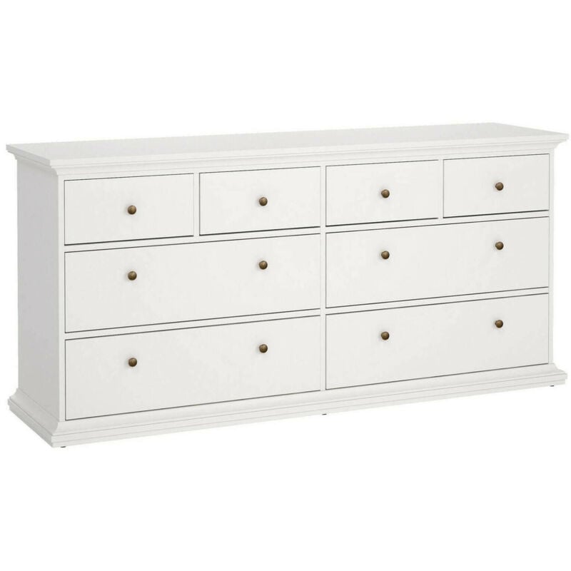

Cómoda Dmora de ocho cajones, color blanco, 183,4 x 86,88 x 48,5 cm