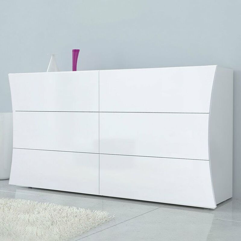

Cómoda dormitorio 6 cajones blanco brillante Arco Sideboard