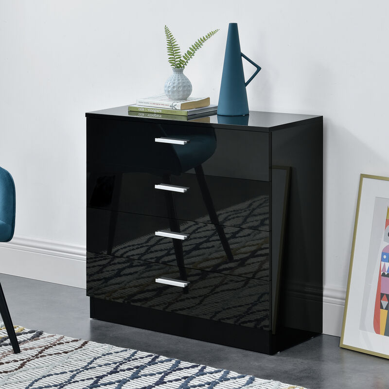 

Cómoda Drammen - 67 x 70 x 30 cm - Armario con 4 Cajones - Cajonera - Sideboard - Archivador - Organizador de Oficina - Negro