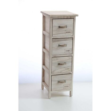 Cómoda estrecha de madera en mal estado 4 cajones cm 26 x 32 x 80 h