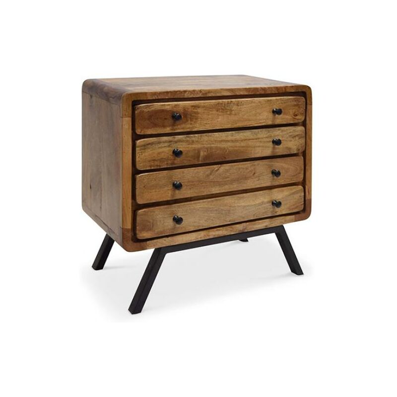 

Cómoda de madera reciclada estilo industrial Marrón Acero, Madera, Metal, Madera