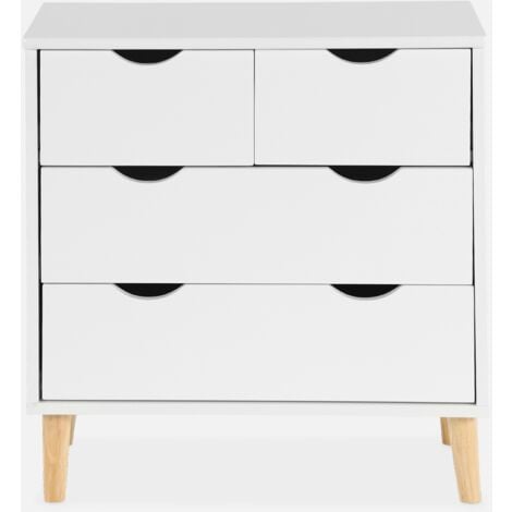 Cómoda infantil, 4 cajones, Tobias, Blanco, 60x30x62 cm
