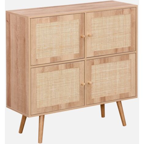 Cómoda infantil con efecto madera de 4 puertas