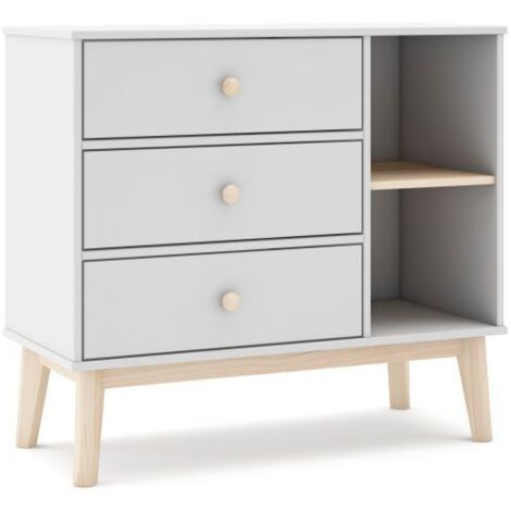 Cómoda juvenil Misty Breeze Blanco - Oak Soft (ancho) x 81cm (alto)