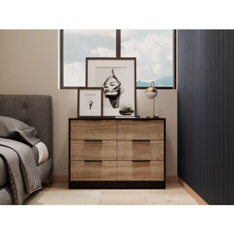 Comoda Kaia en melamina con 4 cajones de rieles metalicos y 2 gabinetes inferiores , multicolor , 77.6 cm X 107 cm X 41.3 cm