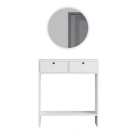 Cómoda Larris Con Espejo, 2 Cajones 24 Cm Blanco