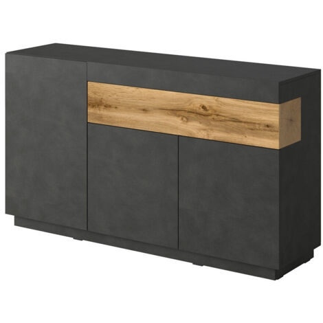 Cómoda Livlore 105, Madera gris + Roble wotan, Con cajones y puertas, Número de cajones: 0, 85x150x40cm