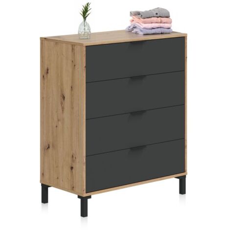 Cómoda Luke Gris Antracita - Roble Nodi (ancho) x 94cm (alto)