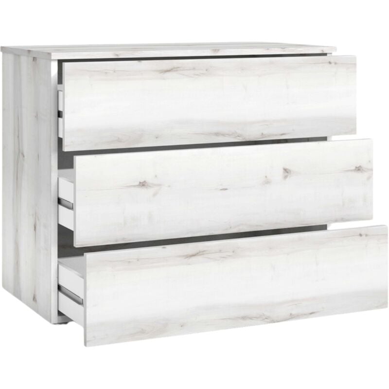 Commode Lyon pour chambre à coucher de style contemporain de couleur blanche avec 3 tiroirs 80x74x40 cm