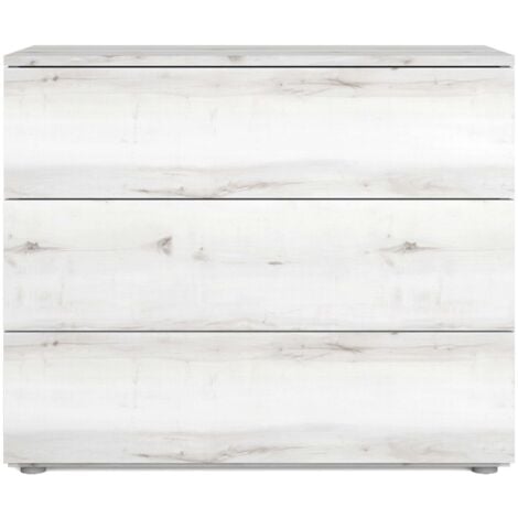 MIROYTENGO Cómoda Lyon de Dormitorio Habitación Estilo Contemporáneo en Color Blanco Albo con 3 Cajones 80x74x40 cm