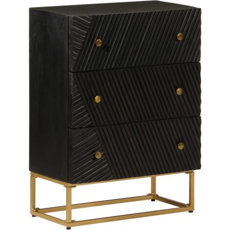 Cómoda madera maciza de mango y hierro negro 55x30x76 cm vidaXL