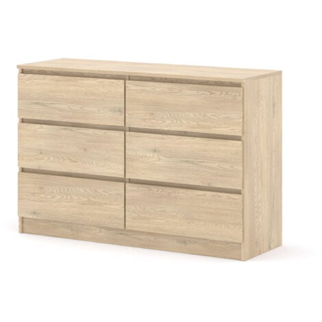 BIM FURNITURE Cómoda MAJA S6 120 cm roble cremona con 6 cajones