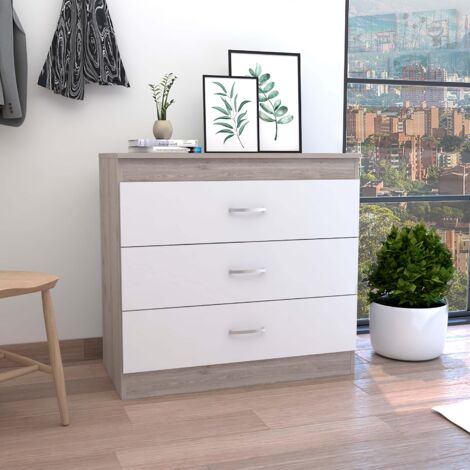 Comoda Melia en melamino con 3 cajones de rieles metalicos , multicolor , 75.7 cm  X 80 cm  X 39.8 cm